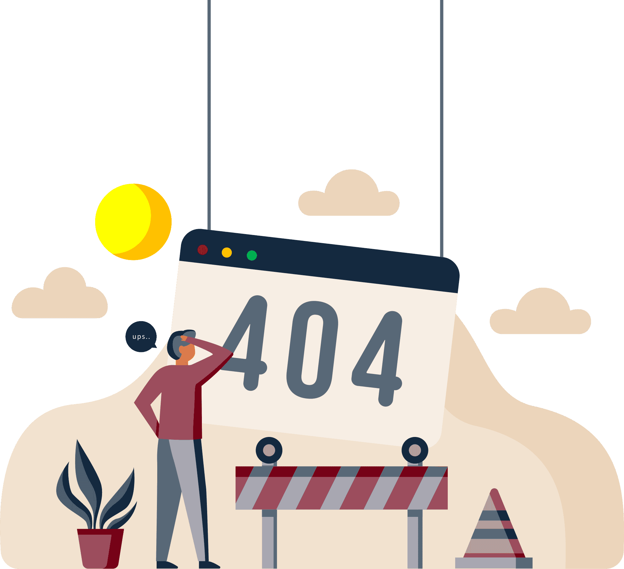 An error 404 illustration.