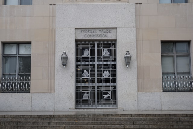 A photo of the Federal Trade Commission's front door.